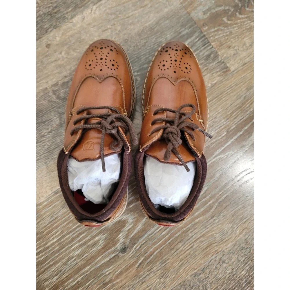 Stacy Adams Synergy Boys Wingtip Oxford Dress Shoes Cognac Brown 1M 43436-221